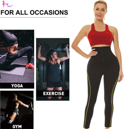 SEXYWG Women Sauna Pants Waist Trainer Tummy Control Slimming Sweat Leggings Mid Waist Weight Loss Trousers Workout Running