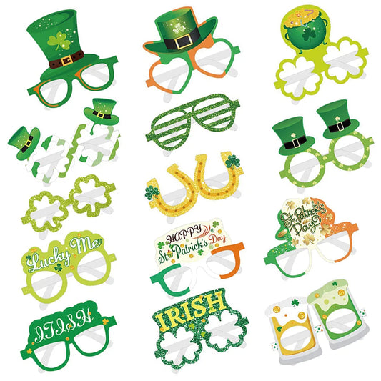 15 Pcs Star Sunglasses Irish Paper Eyeglasses Patrick Day Decoration Accessories