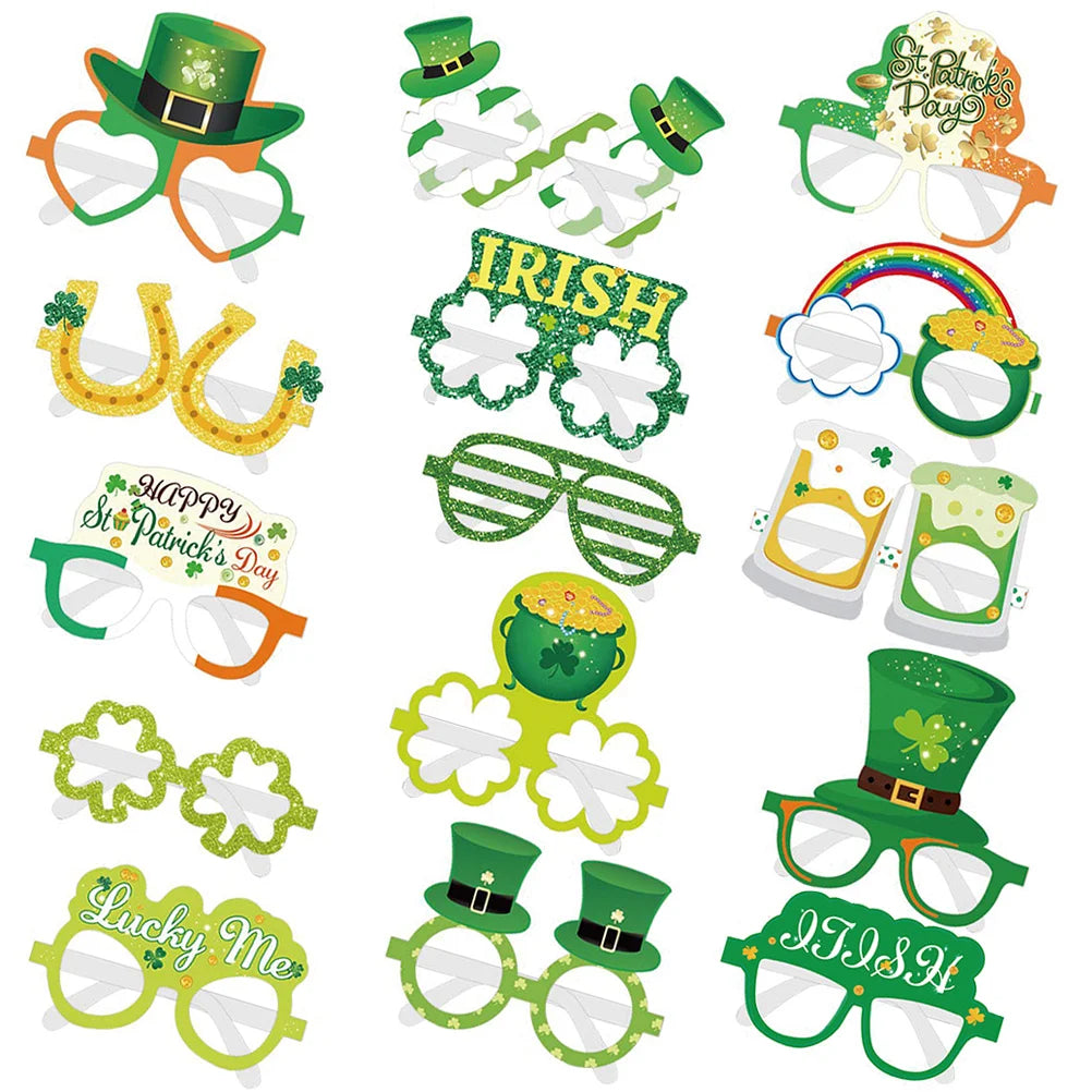 15 Pcs Star Sunglasses Irish Paper Eyeglasses Patrick Day Decoration Accessories