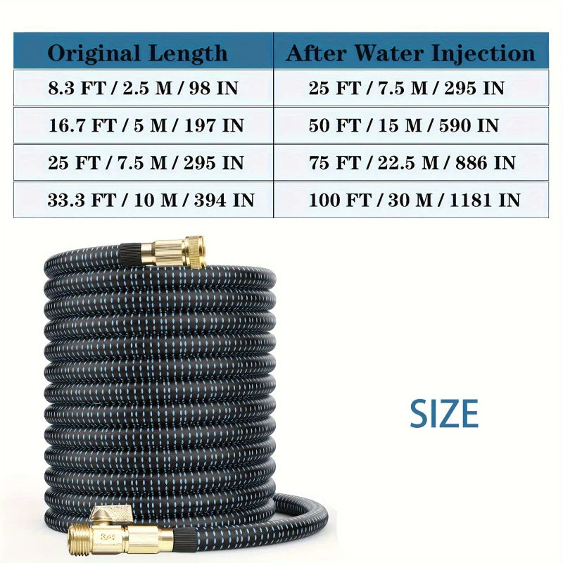 Garden Hose，With High Pressure Nozzle，Flexible，Rubber Foldable Anti-Leakage and Anti-Rust，Used for Water