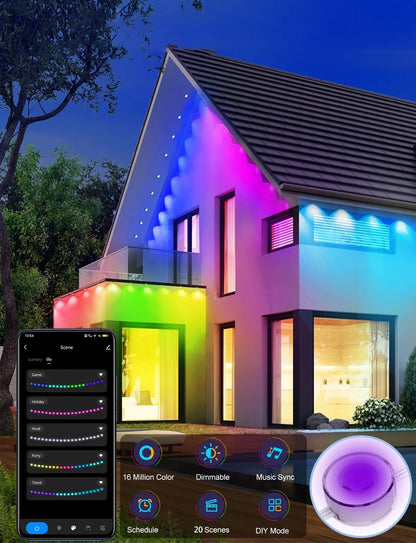 BEIMU 2.4 GHz WiFi Permanent Outdoor Lights Smart Life APP Control,100ft Smart RGBIC Christmas Light Work with Alexa Google Home