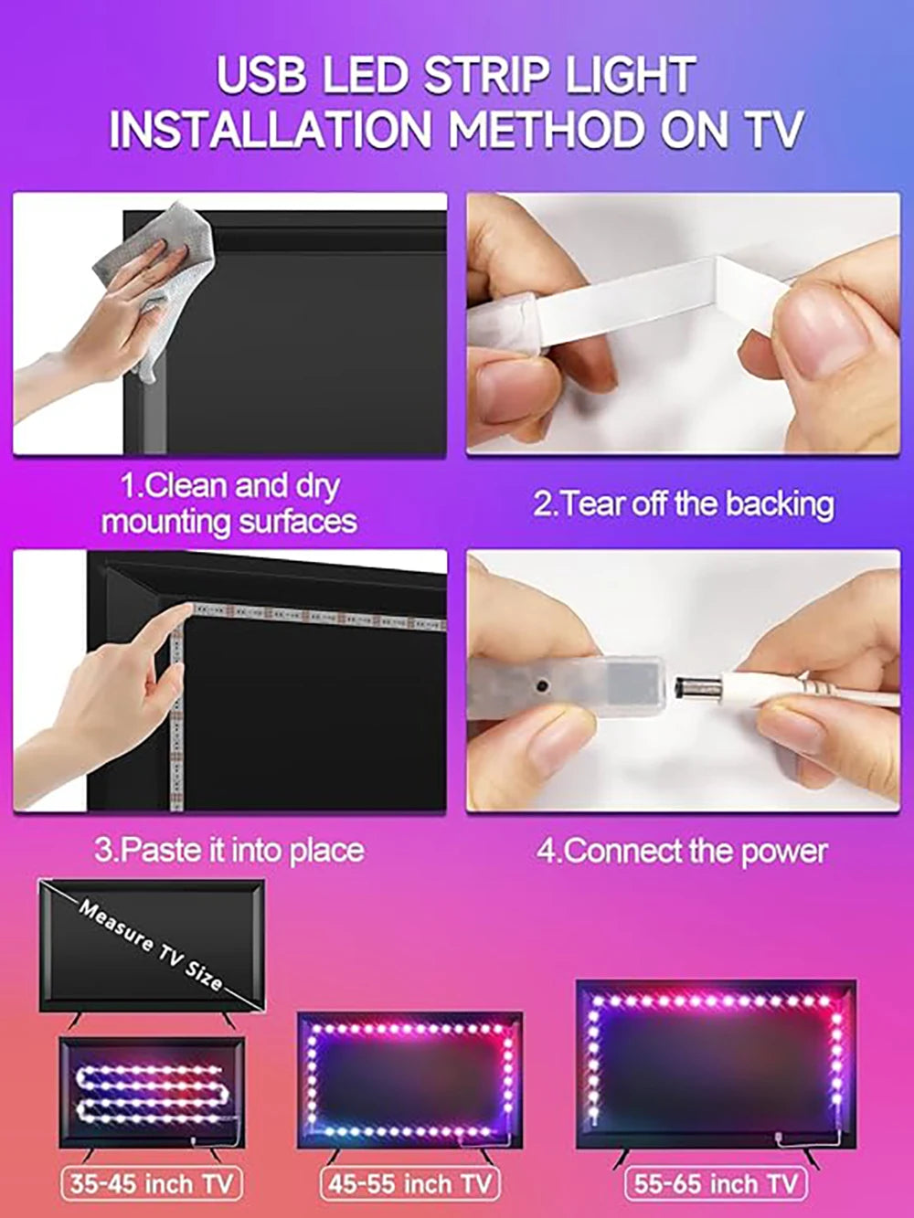 LED TV Light Strip Bluetooth APP Control Music Sync Lighting RGB Flexible Television Ambilight Strip Light TV Back Light Diode