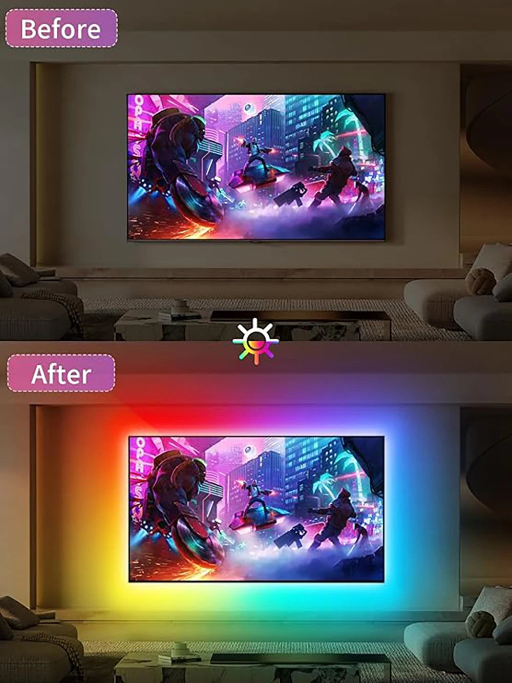 LED TV Light Strip Bluetooth APP Control Music Sync Lighting RGB Flexible Television Ambilight Strip Light TV Back Light Diode