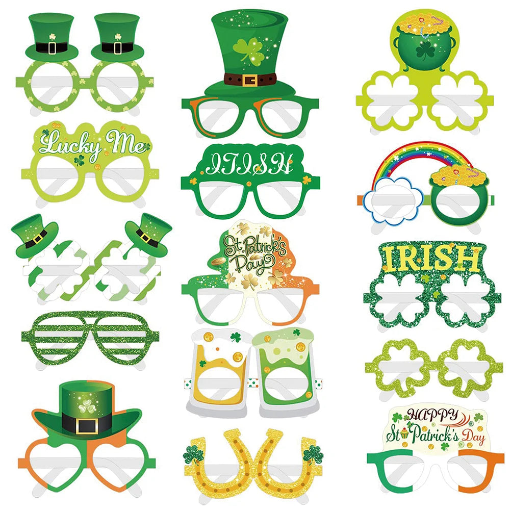 15 Pcs Star Sunglasses Irish Paper Eyeglasses Patrick Day Decoration Accessories