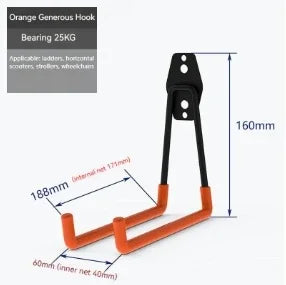 Heavy Duty Metal Hook Garage Organizer Wall Mount Bicycle Hanger Hooks Wall Mount Anti-slip Storage Hook For Ladders Garden Tool