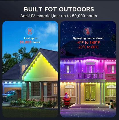 BEIMU 2.4 GHz WiFi Permanent Outdoor Lights Smart Life APP Control,100ft Smart RGBIC Christmas Light Work with Alexa Google Home