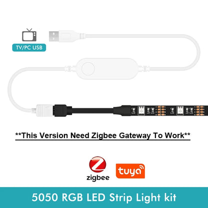 Smart Zigbee USB Led Lights Tuya Wifi RGB led Strip DC5V 5050 Smart Led TV Back Lighting Wok With  Alexa Google Home