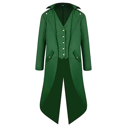 St Patrick's Day Costume Men Steampunk Retro Cosplay Jacket Coat Hat Men Male Disguise Outfits Halloween Carnival Party Suit