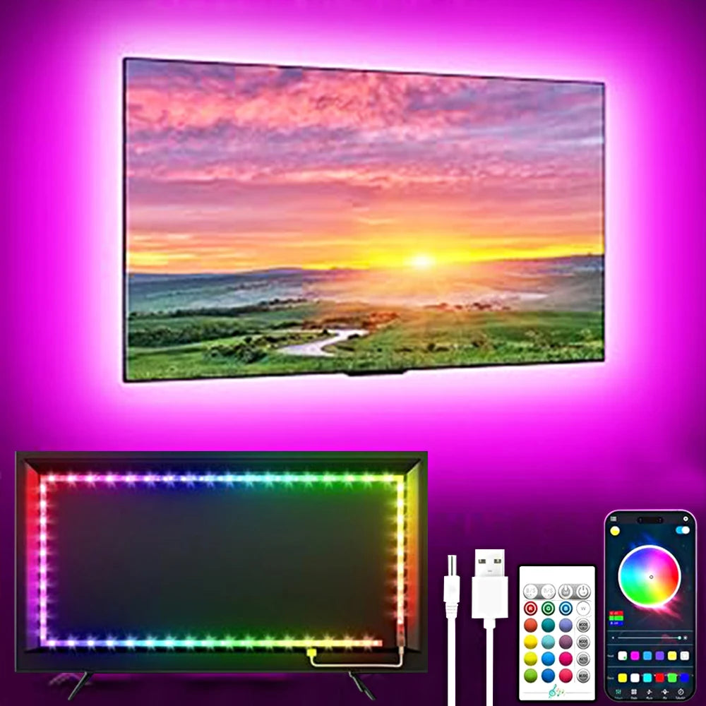 LED TV Light Strip Bluetooth APP Control Music Sync Lighting RGB Flexible Television Ambilight Strip Light TV Back Light Diode