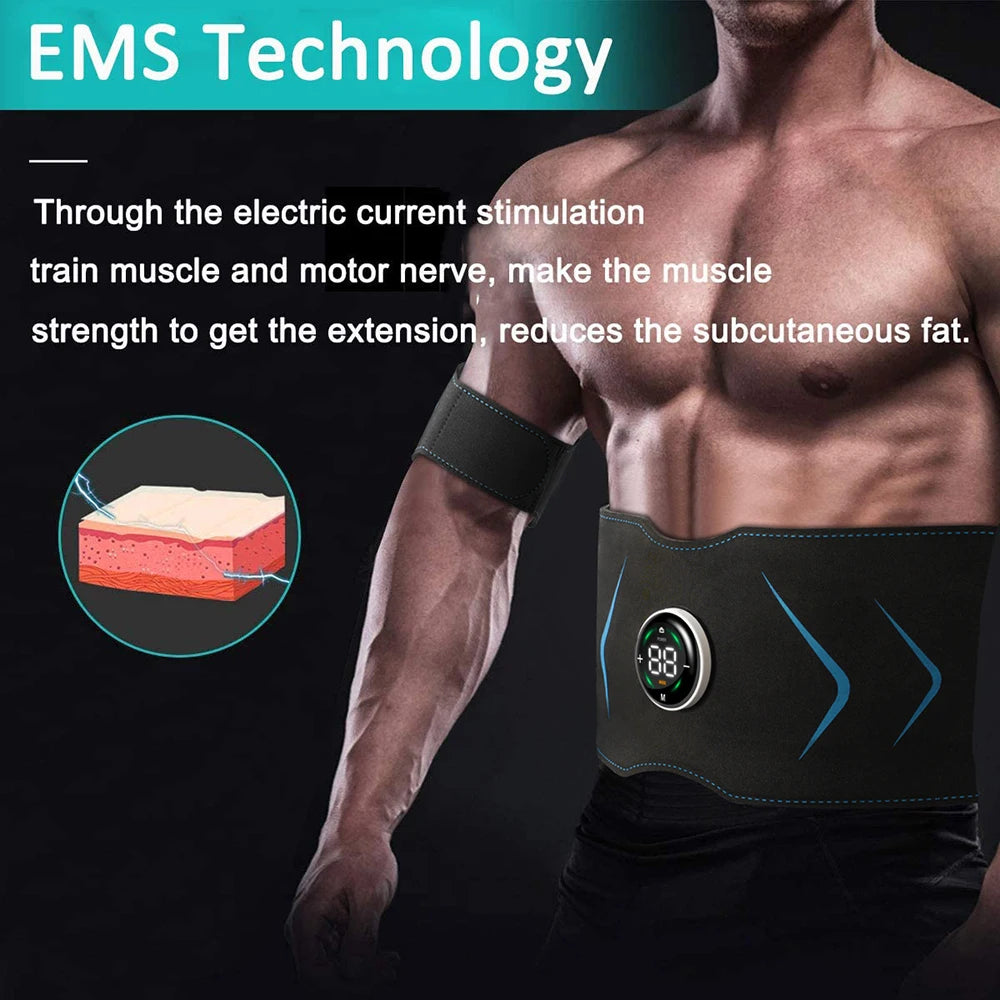 Muscle Stimulator Body Slimming Belt Electric Abdominal Trainer  Toner Weight Loss New Smart EMS Fitness Vibration Belt Unisex