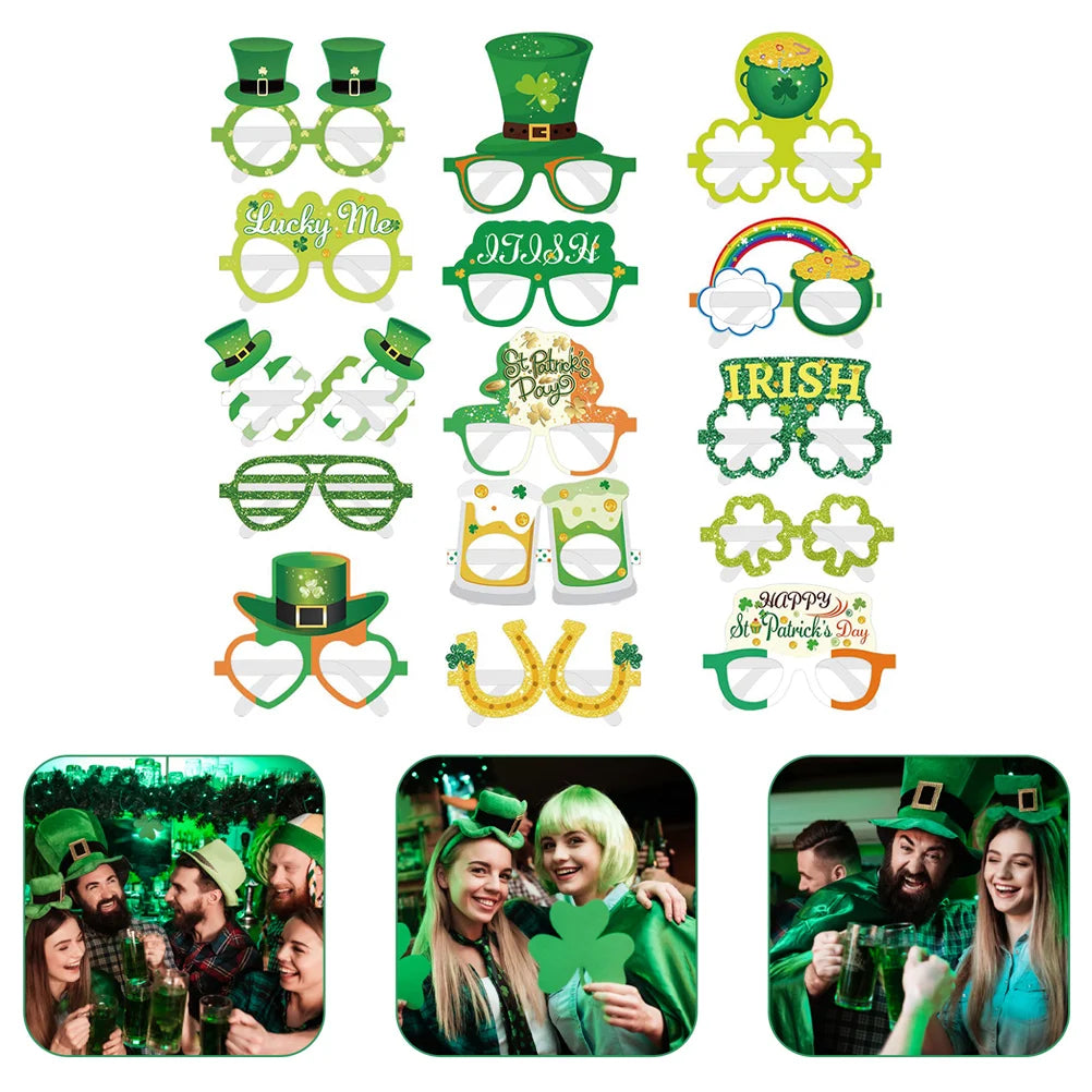 15 Pcs Star Sunglasses Irish Paper Eyeglasses Patrick Day Decoration Accessories