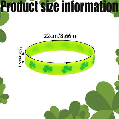 12Pcs St. Patrick Day Bracelet Irish Festival Wristbands Silicone Lucky Shamrock Decor For Party Accessories Supplies