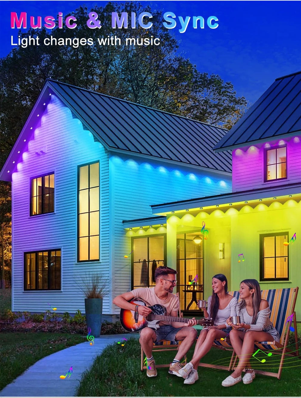 BEIMU 2.4 GHz WiFi Permanent Outdoor Lights Smart Life APP Control,100ft Smart RGBIC Christmas Light Work with Alexa Google Home