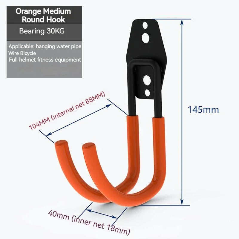 Heavy Duty Metal Hook Garage Organizer Wall Mount Bicycle Hanger Hooks Wall Mount Anti-slip Storage Hook For Ladders Garden Tool