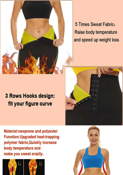 SEXYWG Women Sauna Pants Waist Trainer Tummy Control Slimming Sweat Leggings Mid Waist Weight Loss Trousers Workout Running