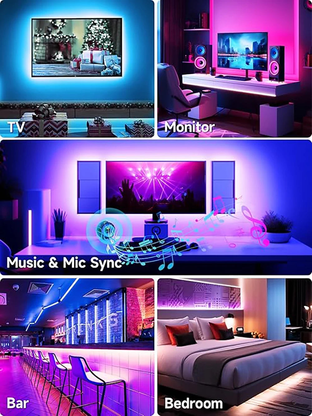 LED TV Light Strip Bluetooth APP Control Music Sync Lighting RGB Flexible Television Ambilight Strip Light TV Back Light Diode